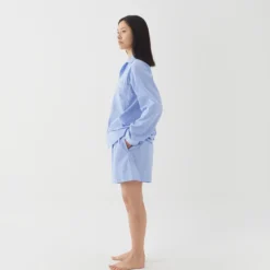 Tekla Poplin Sleep Shorts - Pin Stripes