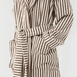 Tekla Hooded Bathrobe - Kodiak Stripe