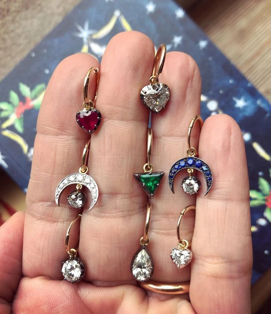 Jessica McCormack Signature Gypsets - Sapphire And Diamond Crescent Moon Fashion Jewellery 4 Jessica McCormack Signature Gypsets - Sapphire And Diamond Crescent Moon Fashion Jewellery